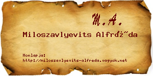 Miloszavlyevits Alfréda névjegykártya